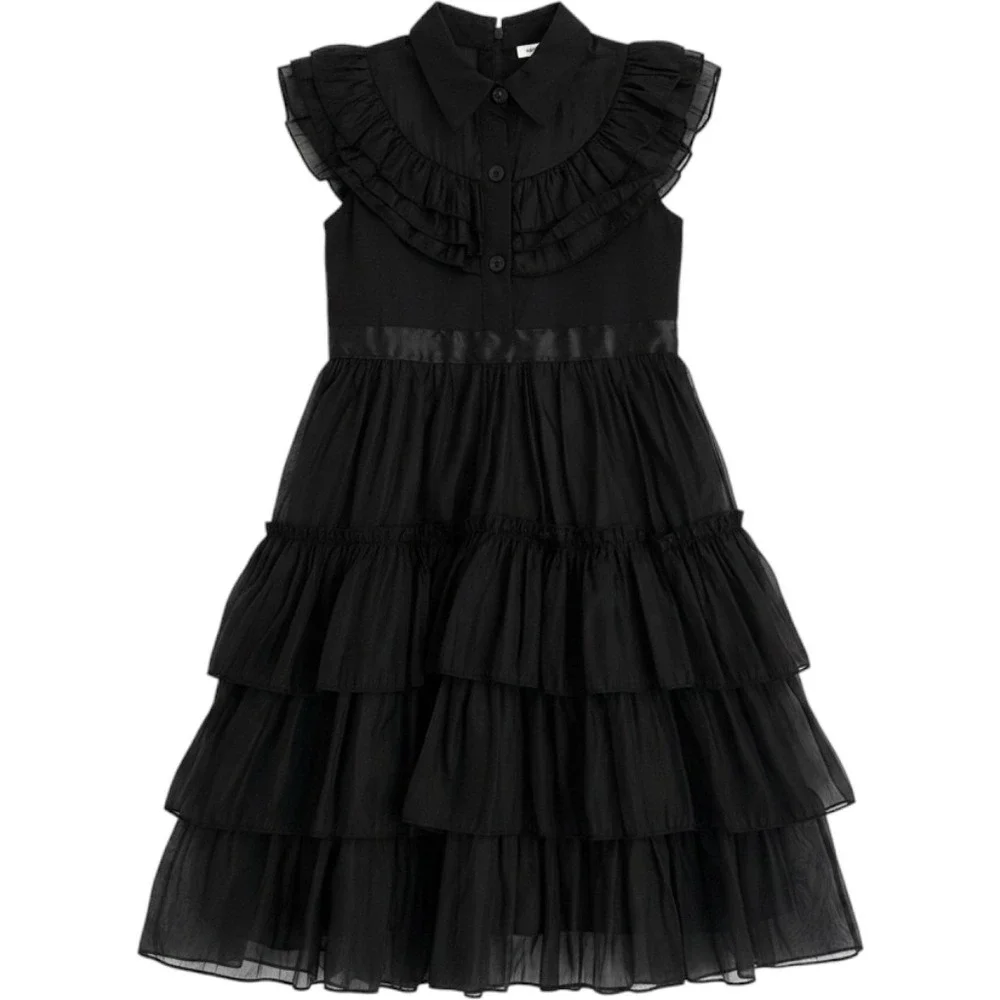 Wednesday Addams Gothic Black Prom Dress Halloween Costume Whimsigoth Girls 7/8